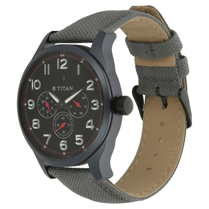 Titan Quartz Analog Black Dial Fabric Strap Watch for Men-9479AF04J