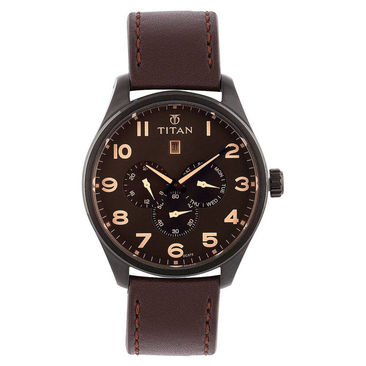 Titan Quartz Analog with Date Brown Dial Watch for Men-9483NL01J