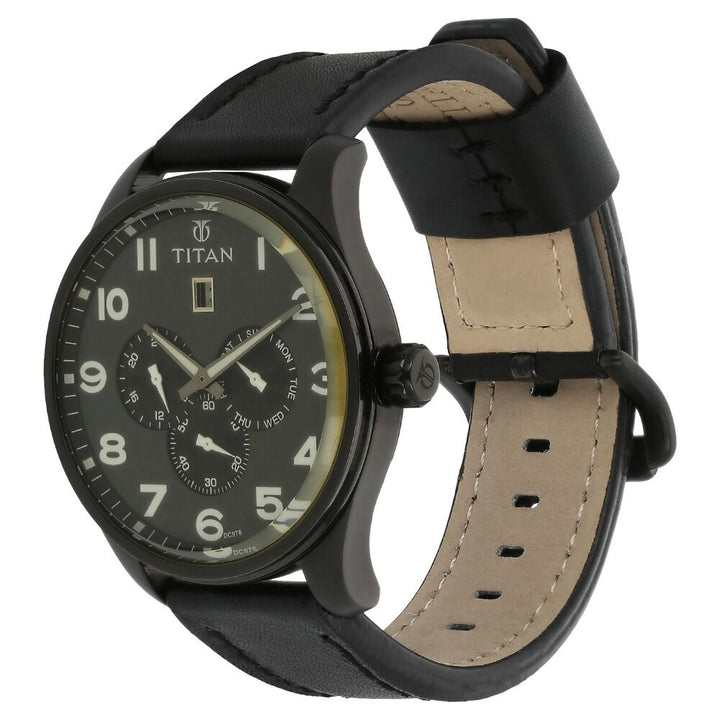 Titan Analog Green Dial Leather Strap watch for Men-9483NL03J