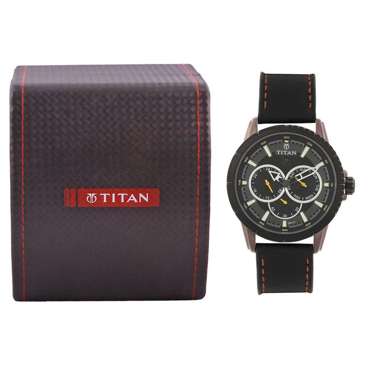 Titan Quartz Analog with Date Black Dial Watch for Men-9484KL02J