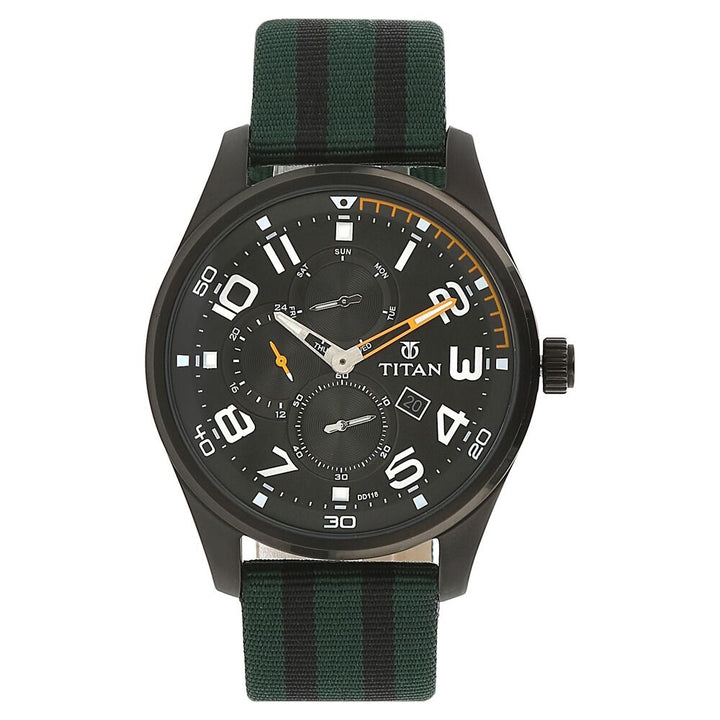 Titan Quartz Analog Black Dial Fabric Strap Watch for Men-9487NP01J