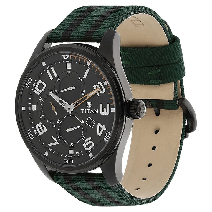 Titan Quartz Analog Black Dial Fabric Strap Watch for Men-9487NP01J