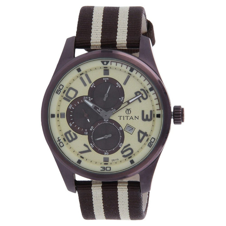 Titan Analog Beige Dial Stainless Steel Strap watch for Men-9487QP01J