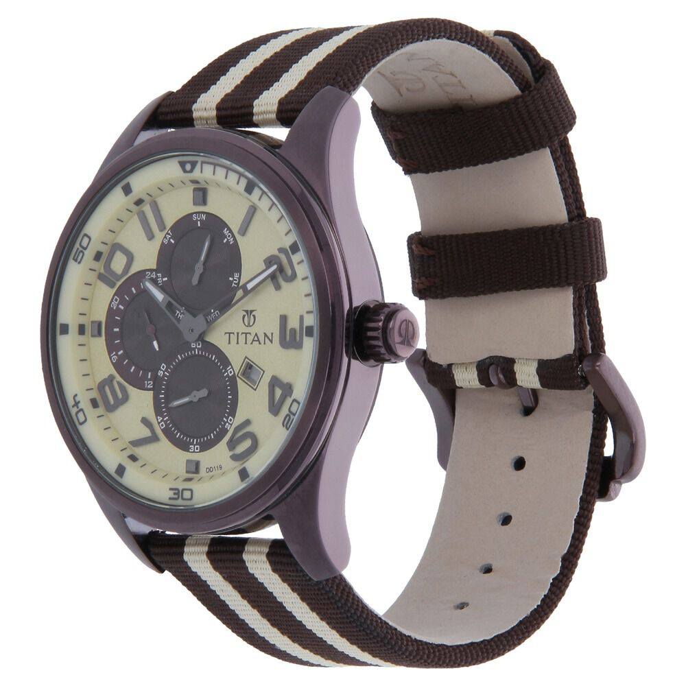 Titan Analog Beige Dial Stainless Steel Strap watch for Men-9487QP01J