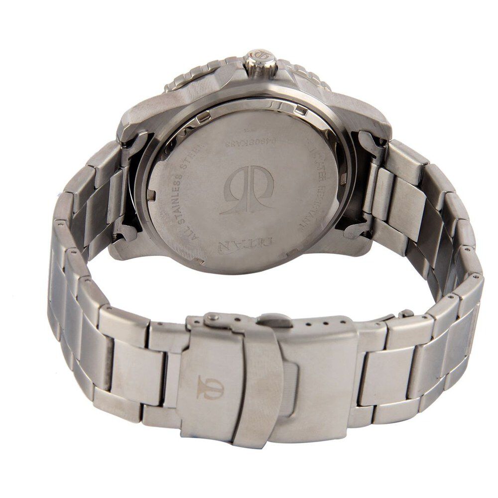 Titan Quartz Analog Black Dial Metal Strap Watch for Men-9490SM02J