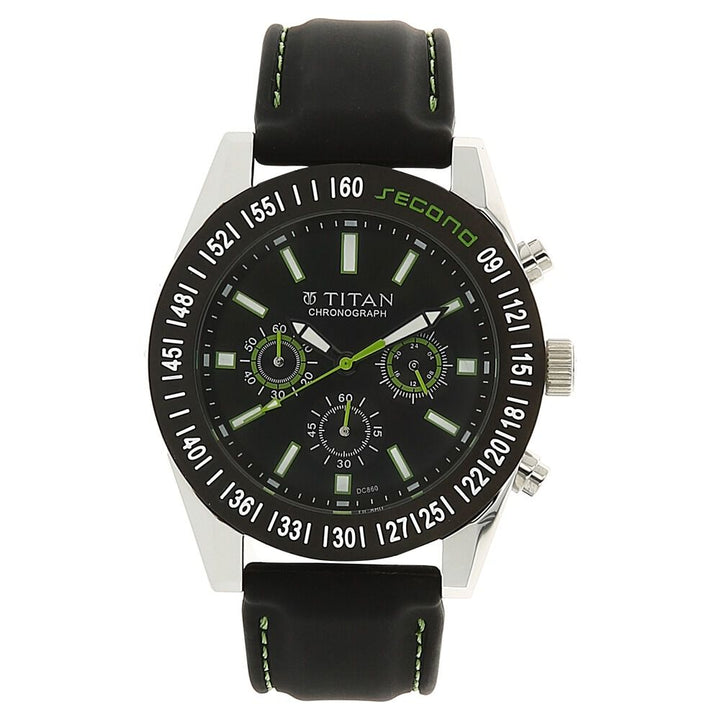 Titan Chronograph Black Dial Quartz Plastic Strap watch for Men-9491KP02J