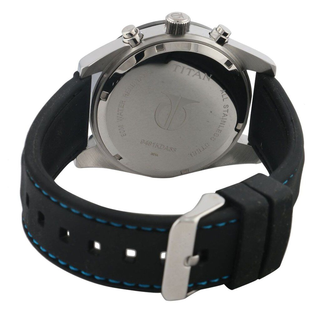 Titan Quartz Chronograph Silver Dial Plastic Strap Watch for Men-9491KP03J