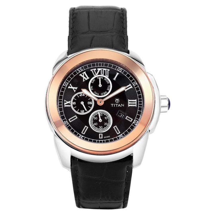 Titan Quartz Analog with Date Black Dial Watch for Men-9492KL06J
