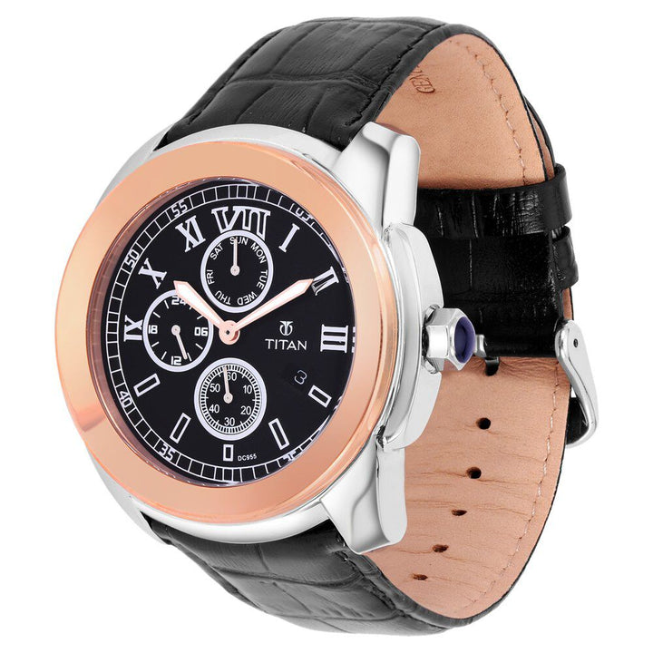Titan Quartz Analog with Date Black Dial Watch for Men-9492KL06J