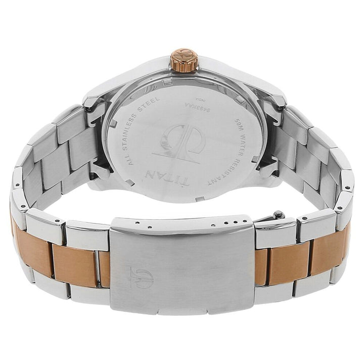 Titan Quartz Analog Black Dial Metal Strap Watch for Men NK9493KM02