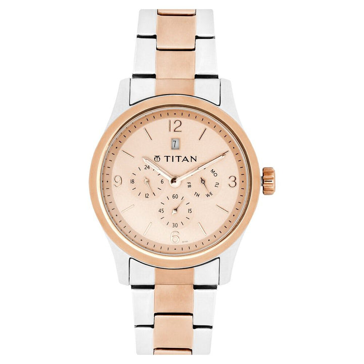 Titan Quartz Analog with Date Rose Gold Dial Watch for Men-NH9493KM03J