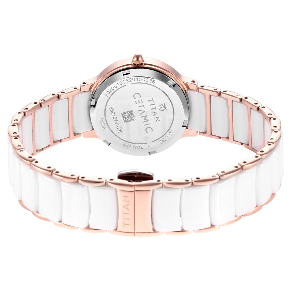 Titan Quartz Analog with Date Mother of Pearl Dial Stainless Steel & Ceramic Strap Watch for Women - The Watch Factory ®