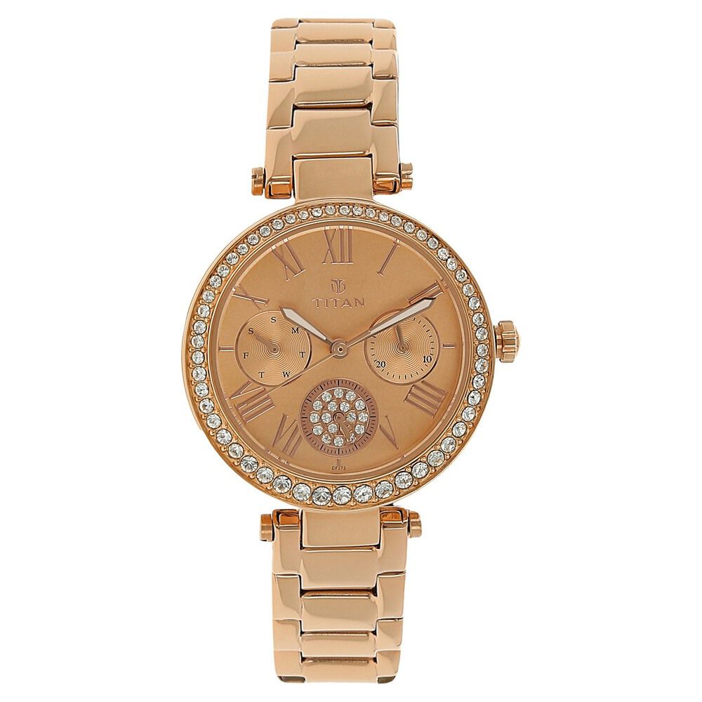 Titan Quartz Analog Rose Gold Dial Stainless Steel Strap Watch for Women - The Watch Factory ®