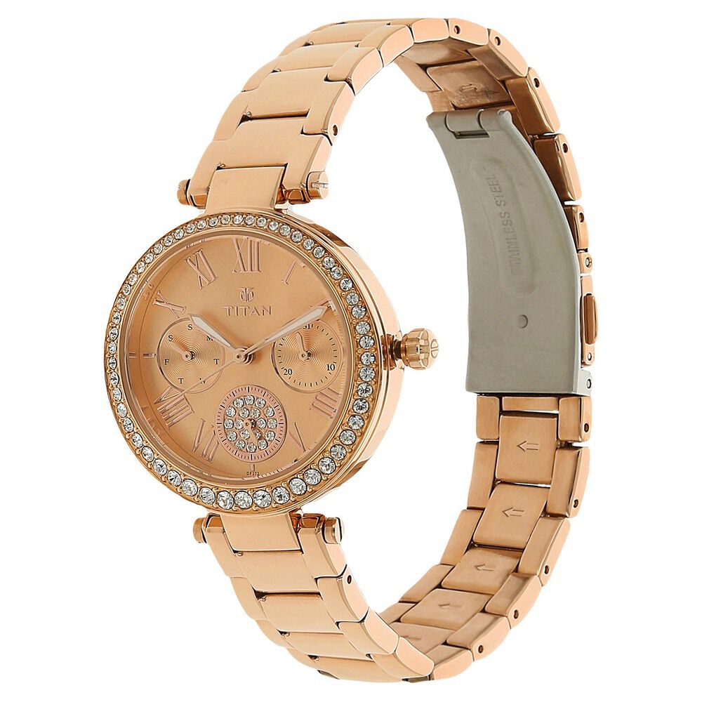 Titan Quartz Analog Rose Gold Dial Stainless Steel Strap Watch for Women - The Watch Factory ®