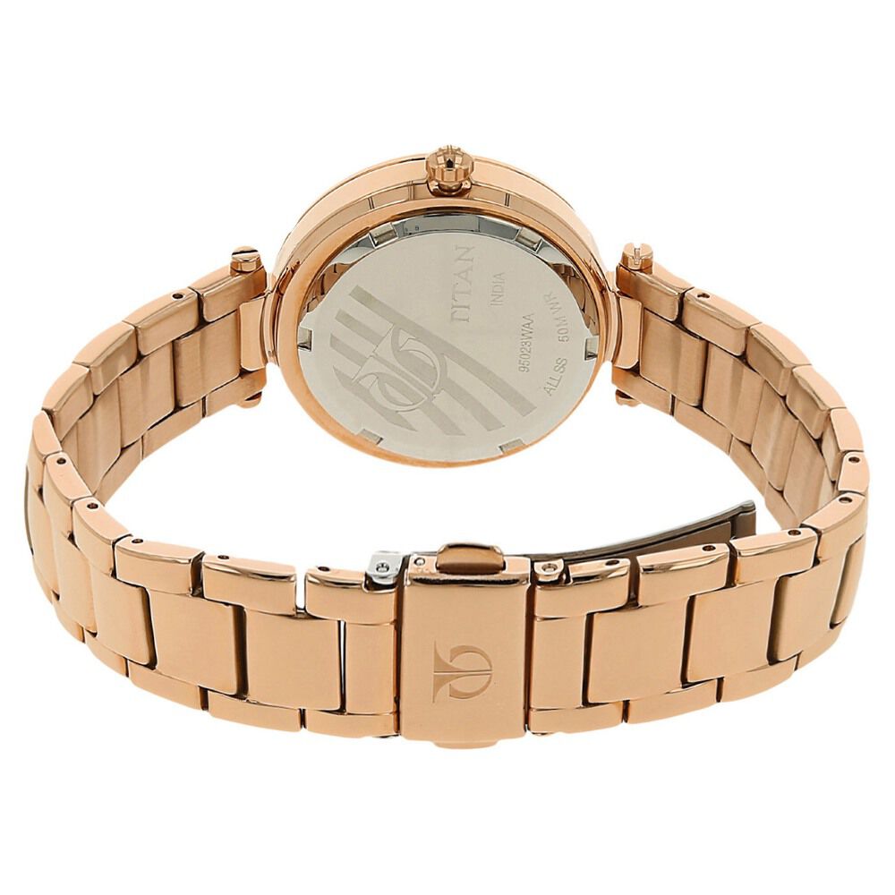 Titan Quartz Analog Rose Gold Dial Stainless Steel Strap Watch for Women - The Watch Factory ®