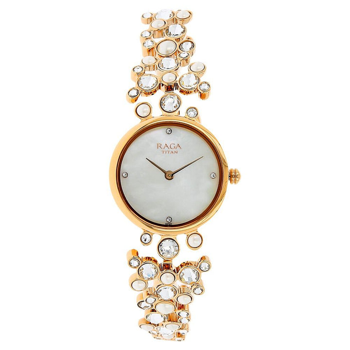 Titan Raga Moonlight Mother of Pearl Dial Women Watch With Metal Strap NS95032WM01