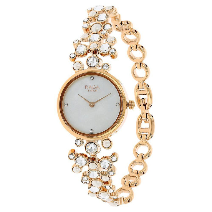 Titan Raga Moonlight Mother of Pearl Dial Women Watch With Metal Strap - The Watch Factory ®