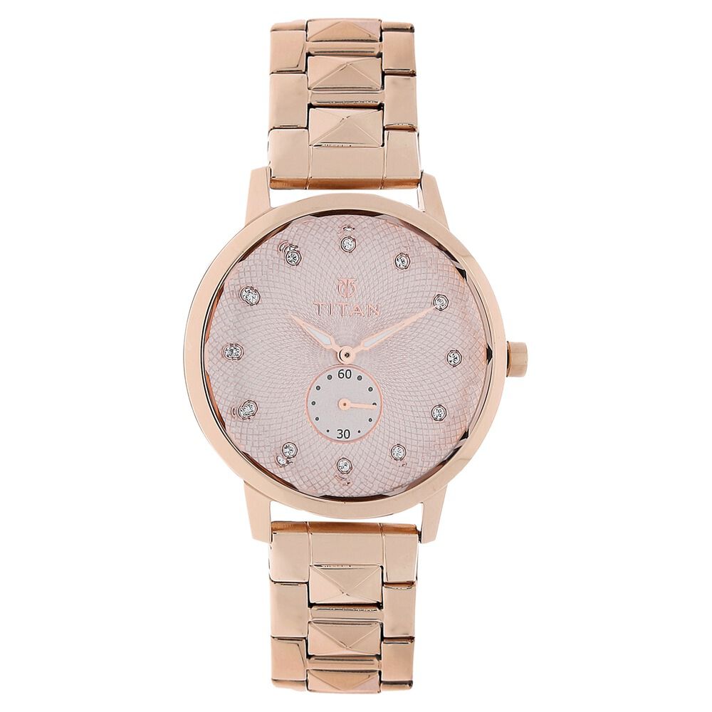 Titan Purple Past ModernRose Gold Dial Analog Stainless Steel Strap Watch for Women - The Watch Factory ®