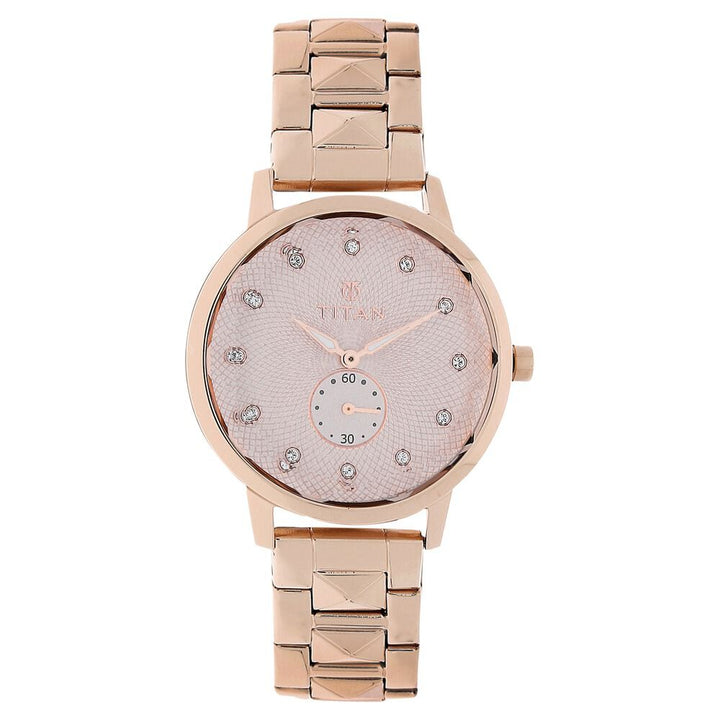 Titan Purple Past ModernRose Gold Dial Analog Stainless Steel Strap Watch for Women - The Watch Factory ®