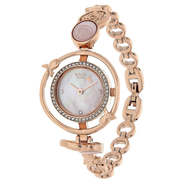 Titan Raga Aurora Mother of Pearl Dial Women Watch With Metal Strap NS95047WM01