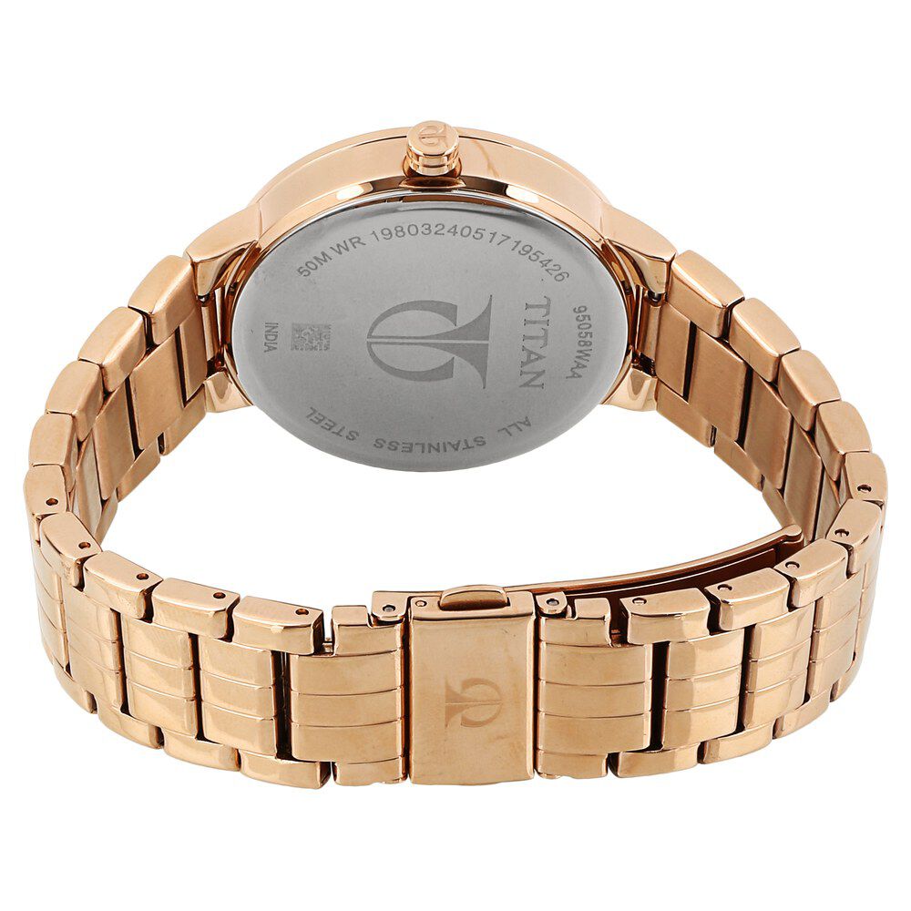 Titan Whimsy Rose Gold Dial Quartz Multifunction Stainless Steel Strap Watch for Women NS95058WM02