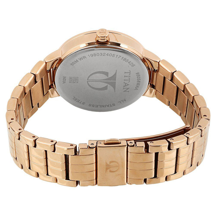 Titan Whimsy Rose Gold Dial Quartz Multifunction Stainless Steel Strap Watch for Women NS95058WM02