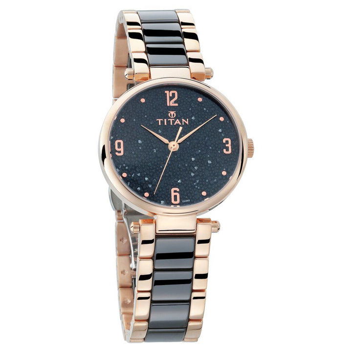 Titan Ceramics Black Dial Analog Stainless Steel and Ceramic Strap watch for Women NS95061WD01
