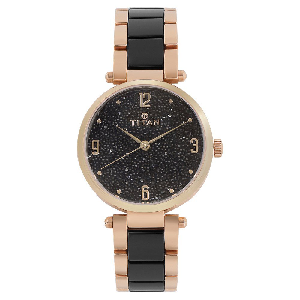 Titan Ceramics Black Dial Analog Stainless Steel and Ceramic Strap watch for Women NS95061WD01
