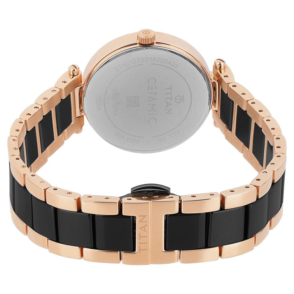 Titan Ceramics Black Dial Analog Stainless Steel and Ceramic Strap watch for Women NS95061WD01