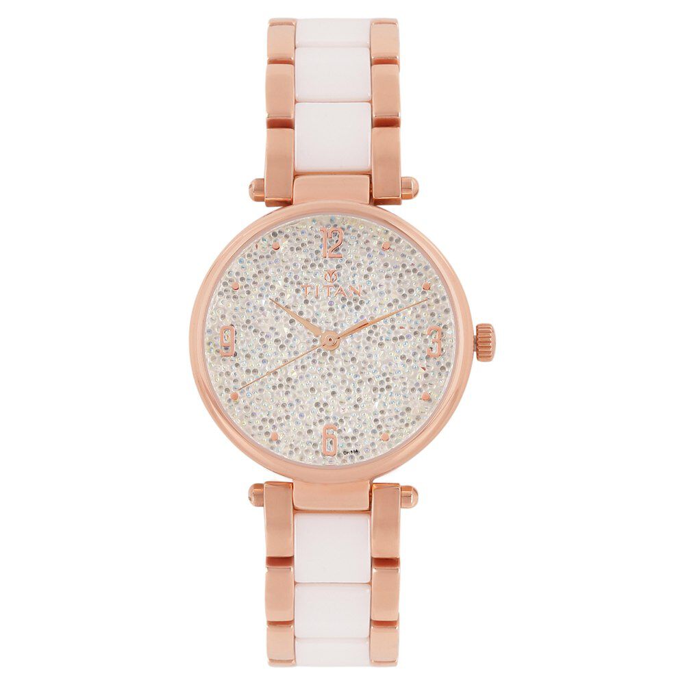 Titan Ceramics White Dial Analog Stainless Steel and Ceramic Strap watch for Women NS95061WD02