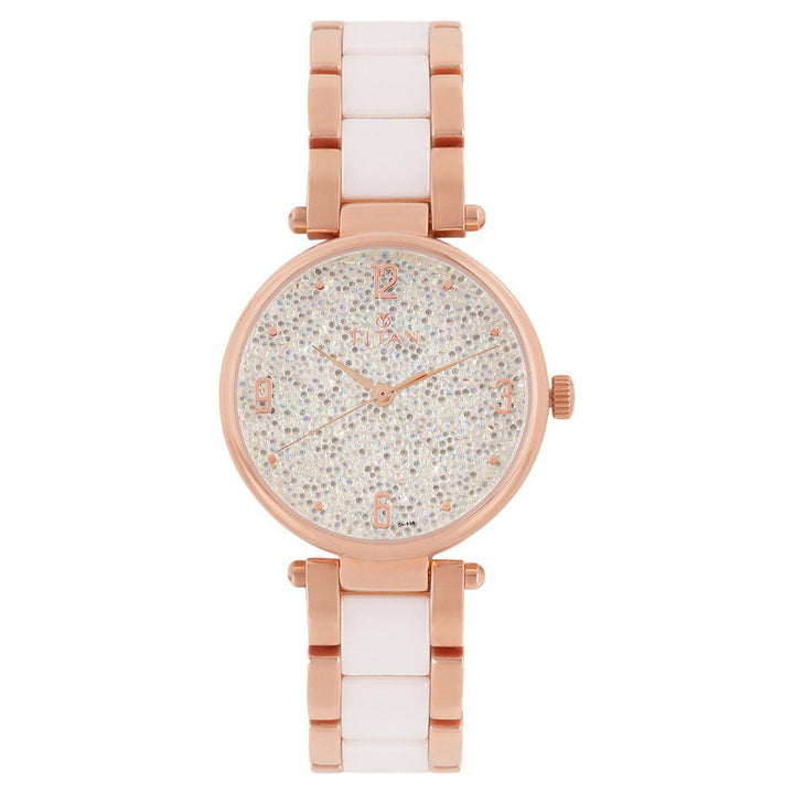 Titan Ceramics White Dial Analog Stainless Steel and Ceramic Strap watch for Women NS95061WD02