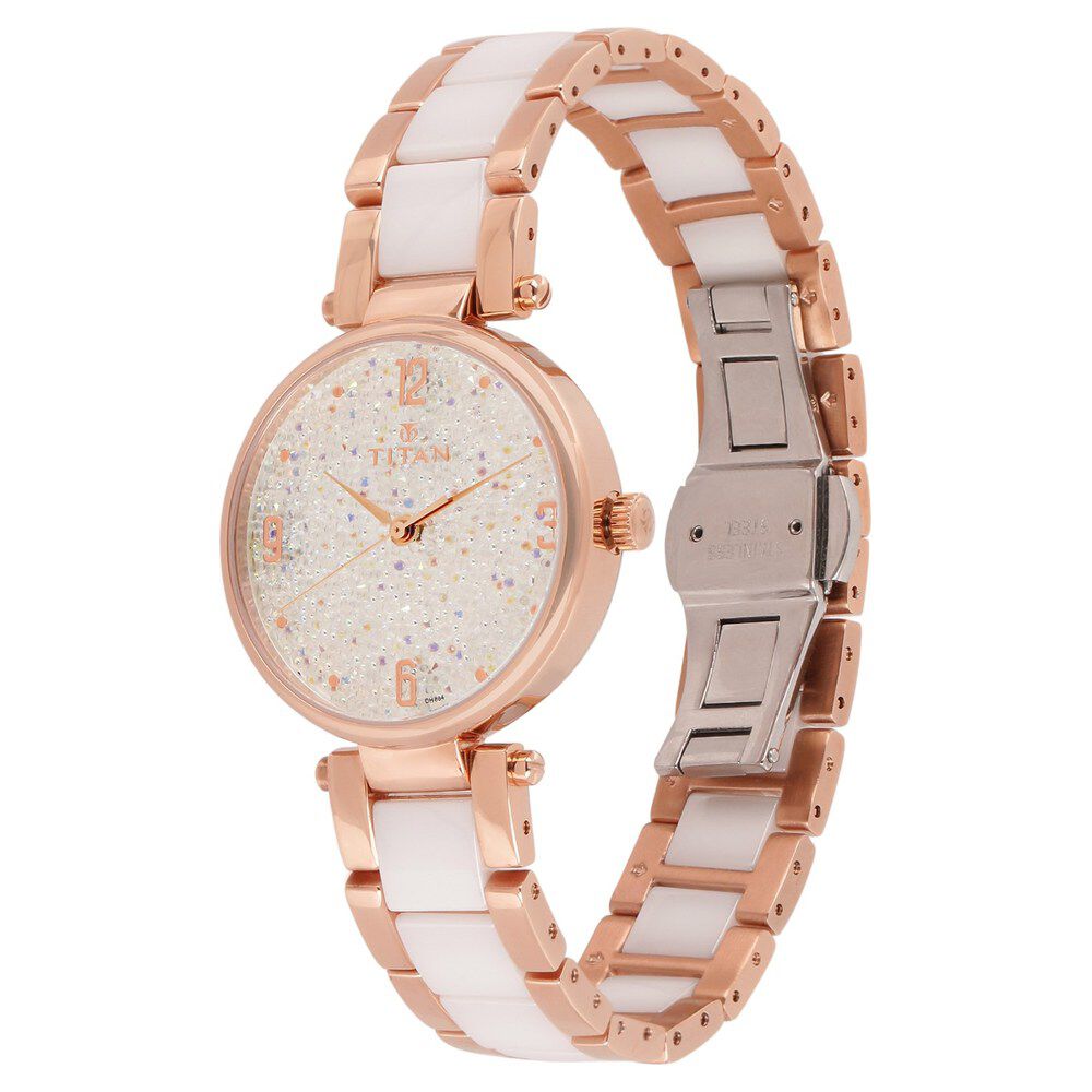 Titan Ceramics White Dial Analog Stainless Steel and Ceramic Strap watch for Women NS95061WD02