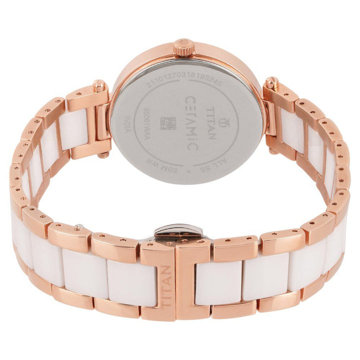 Titan Ceramics White Dial Analog Stainless Steel and Ceramic Strap watch for Women NS95061WD02