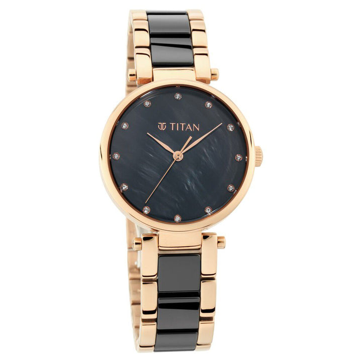 Titan Quartz Analog Black Dial Ceramic Strap Watch for Women - The Watch Factory ®