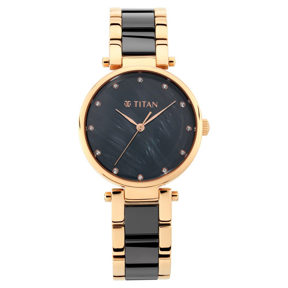 Titan Quartz Analog Black Dial Ceramic Strap Watch for Women - The Watch Factory ®