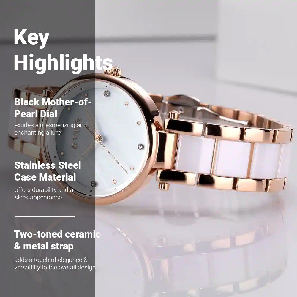 Titan Quartz Analog White Dial Ceramic Strap Watch for Women - The Watch Factory ®