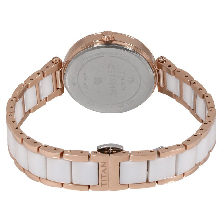 Titan Ceramics White Dial Quartz Multifunction Stainless Steel and Ceramic Strap watch for Women NS95062WD02