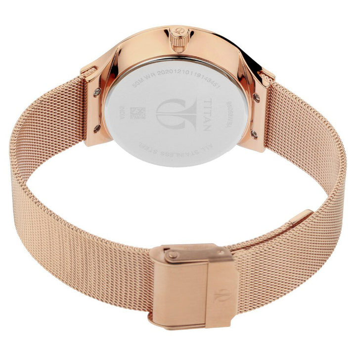 Titan Workwear Brown Dial Women Watch With Metal Strap NQ95068WM01