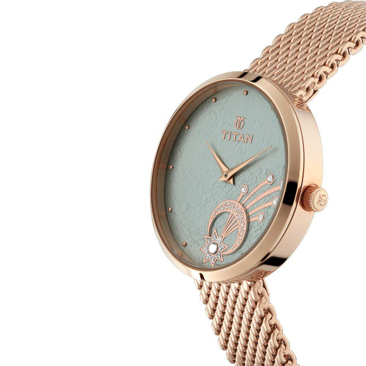 Titan Stellar Green Dial Analog Stainless Steel Strap watch for Women NS95083WM01