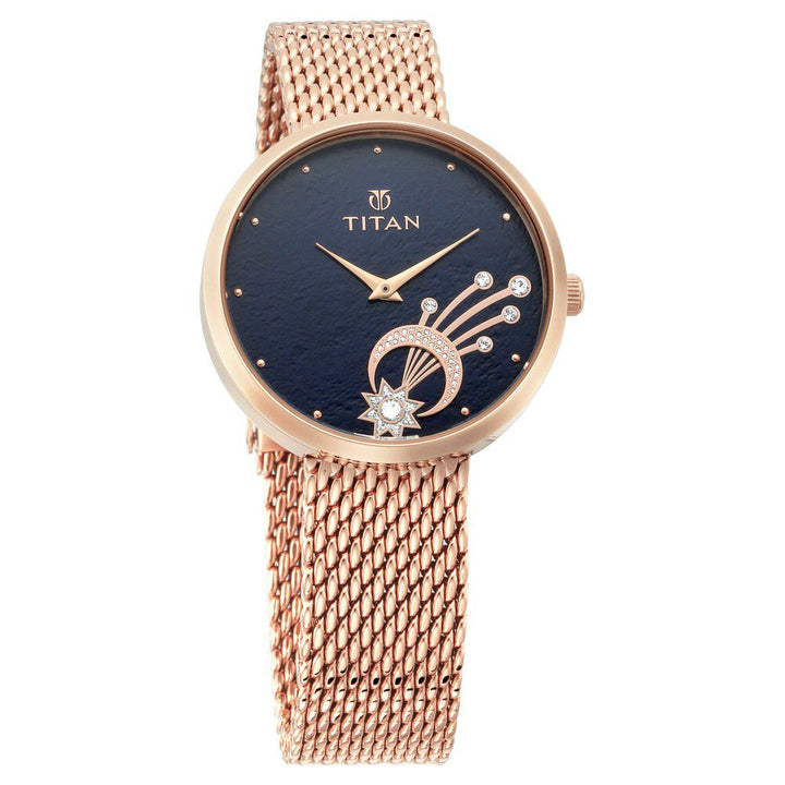 Titan Stellar Black Dial Analog Stainless Steel Strap watch for Women NS95083WM02