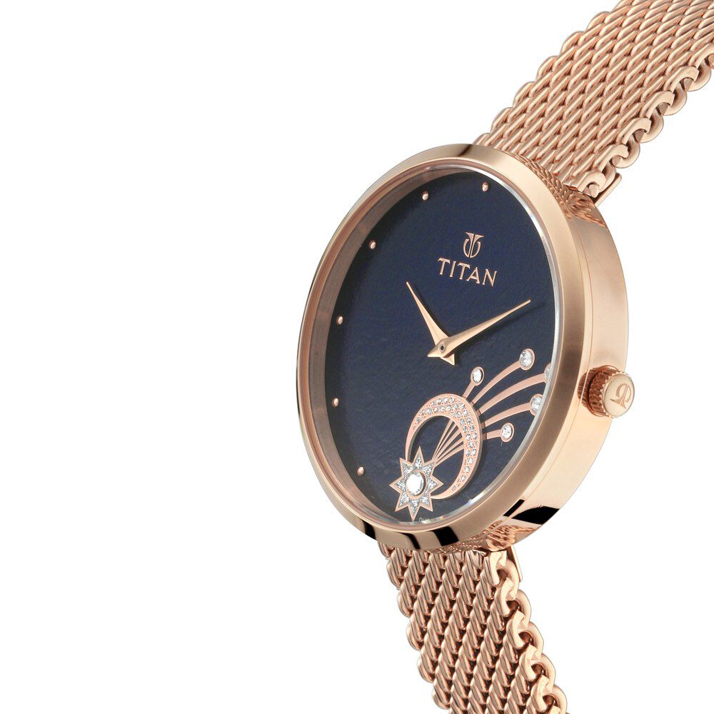 Titan Stellar Black Dial Analog Stainless Steel Strap watch for Women NS95083WM02