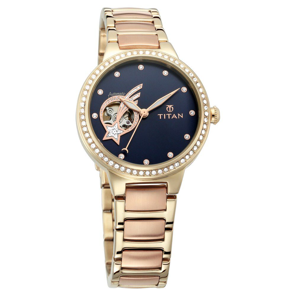 Titan Stellar Blue Dial Automatic Stainless Steel Strap watch for Women NS95084KM01