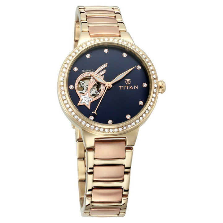 Titan Stellar Blue Dial Automatic Stainless Steel Strap watch for Women NS95084KM01