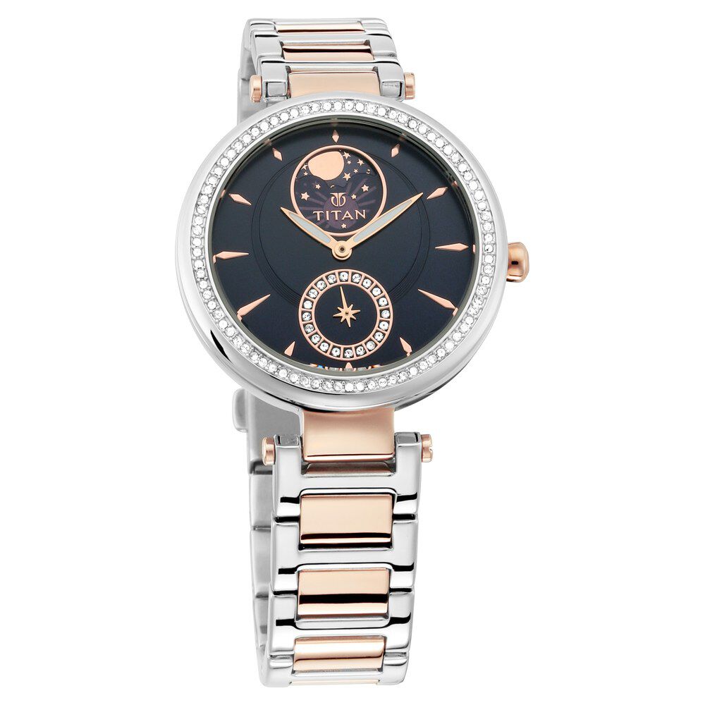 Titan Stellar Blue Dial Moonphase Stainless Steel Strap watch for Women NS95085KM01