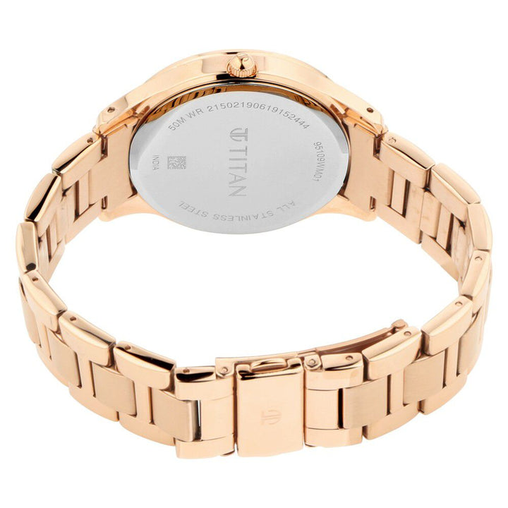 Titan Self Expression White Dial Analog Stainless Steel Strap Watch for Women NP95109WM01