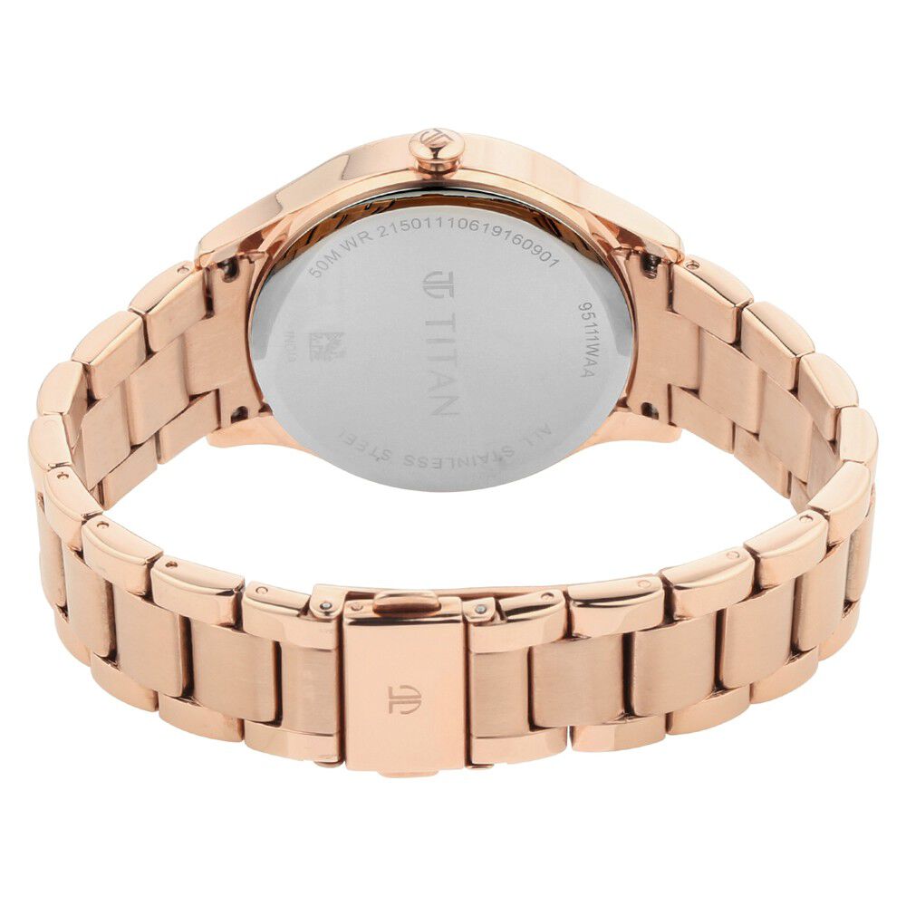 Titan Self Expression Rose Gold Dial Women Watch With Stainless Steel Strap NS95111WM01