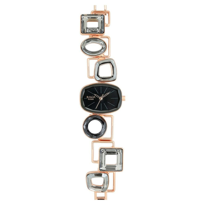 Titan Raga Facets Black Dial Analog Stainless Steel Strap Watch for Women NS95118WM01