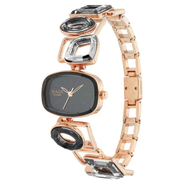 Titan Raga Facets Black Dial Analog Stainless Steel Strap Watch for Women NS95118WM01