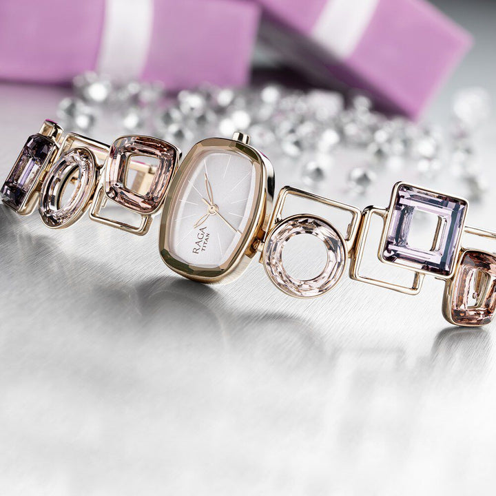 Titan Raga Facets Pink Dial Analog Stainless Steel Strap Watch for Women - The Watch Factory ®