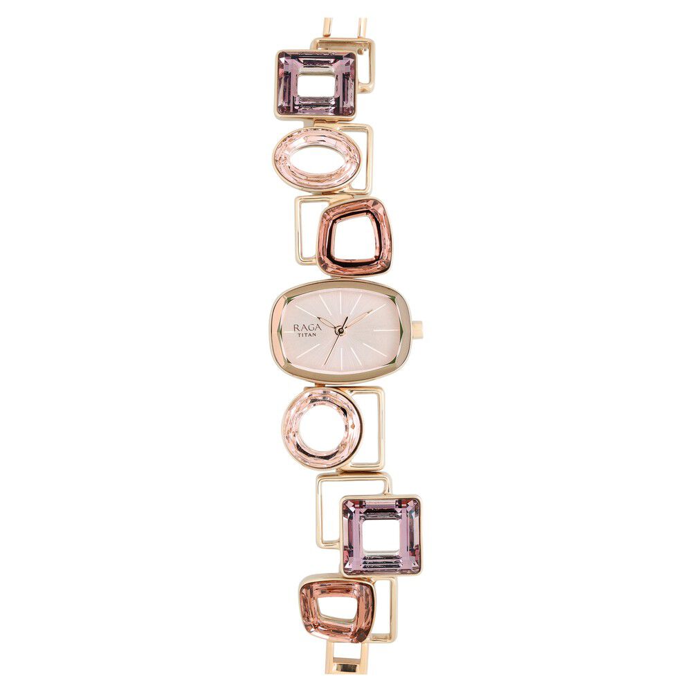 Titan Raga Facets Pink Dial Analog Stainless Steel Strap Watch for Women NS95118WM02